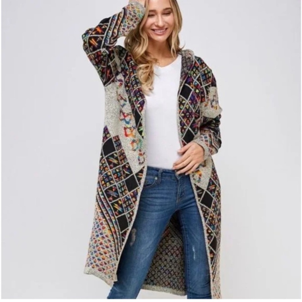 Anthropologie Northern Angel Women's Multicolor Patterned Sweater Duster Small